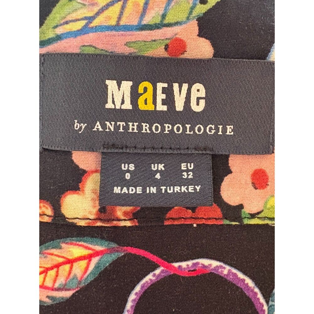 Maeve Anthropologie Flora Fauna Menagerie Print 100% Cotton Mini Dress Sz 0 - Picture 13 of 15